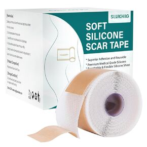 Silicone Scar Sheets (1.6"x 158" Roll-4M), Silicone Scar Tape for Scars Treatment, Reusable Scar Removal Strips for C-Section, Keloid, Burn, Acne Surgical Scars