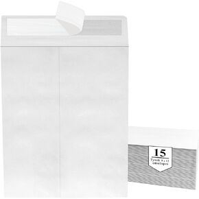 9 x 12 Envelopes, Tyvek Envelopes 9x12, Catalog Envelopes 9x12, Self Sealing Closure, Tyvek Material, 14 lb., Puncture, Tear & Moisture Resistant, Bulk (15 Pack)