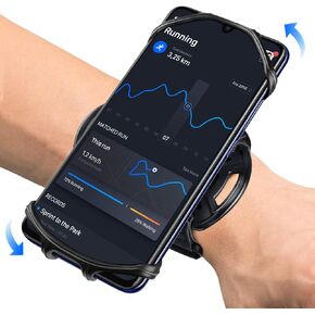 Wristband Running Phone Holder for iPhone 15/14/13/12 Pro Max/11/X/8 Plus/8/7, 360°Rotatable with Key Holder, Sports Wristband for Samsung Galaxy and All 4''-6.5''Phones (Non-Removable-S)