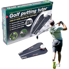 Black Golf Putting Tutor, Golf Putting Trainer, Standard Circuit Trainer Groove Mirror, Training Aid Align Eyes,Putter face, Alignment Starting line Impact Stroke Path Head Motion, Practice Station