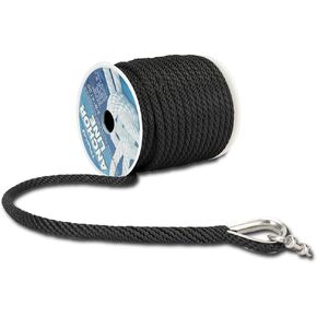Made 3/8 Inch 100FT 150FT Premium Solid Braid MFP Grey Anchor Line Braided Anchor Rope/Line with Stainless Steel Thimble and Shackle (3/8" x 150' Grey)