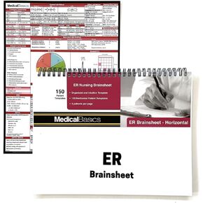 دفتر ملاحظات الطوارئ - ورقة تقرير التمريض لغرفة الطوارئ وممرضات MedSurg ووحدة العناية المركزة - 4 مرضى لكل قالب (قالب أفقي)