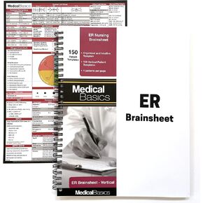 Brainsheet ER Notebook – Nursing Report sheet for emergency room, MedSurg and ICU nurses – 4 patients per template (Horizontal Template)