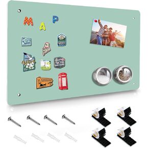 2Pack Black Magnetic Board,17.5" x 11.4" Magnet Bulletin Board to Display Magnetic Notes, Poetry, Photos, Suitable for Wall, Refrigerator, Cabinet etc, Come with 8 Pcs Dual Lock Tape and Screws