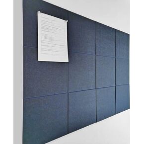 DECORITA Large Office Cork Board Alternative - 47"x35" 12 Pack Felt Wall Tiles with Safe Removable Adhesive, Cork Boards for Walls Office Pin Board Tack Board Cork Board 48 x 36 – Dark Blue