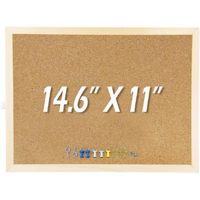 14.6 inches x 11 inches Frame Cork Board for Bulletin Board, Home Decor, Office, School, Message Board and Include Installation kit, Push pins.