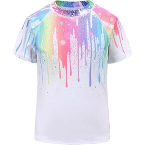 Girls Short Sleeve Rash Guard Swim Shirt Girls Sun Protection Swimsuits Quick Dry Surf Tops Bathing Suits for Girls