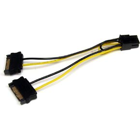 StarTech.com 6in SATA Power to 6 Pin PCI Express Video Card Power Cable Adapter - SATA to 6 pin PCIe power, Black, Yellow (SATPCIEXADAP)