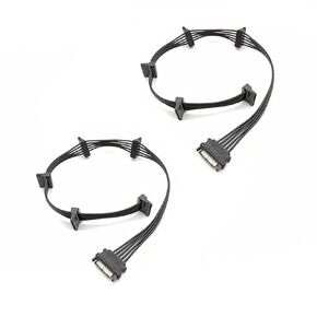 2 Pack 15 Pin SATA to 5 SATA Power Splitter Extension Cable for HDD、SSD - 21 Inches