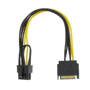 SATA 15 Pin to 8 Pin (6+2 Pin) Male Video Card Power Supply Cable 8.6inch 22cm (1 Pack)