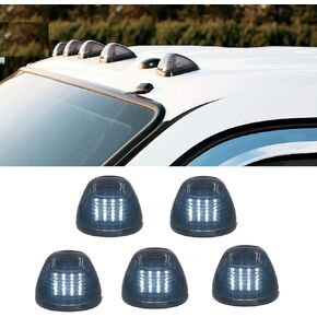 5 X Cab Marker Light, Smoke Lens With Amber 16 LED Roof Running Lights, Top Clearance Light for 1999-2016 Ford F150 F250 F350 F450 F550 F650 F750 E150 E250 E350 E450 Super Duty Pickup Truck
