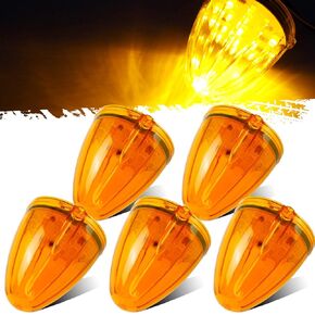 Partsam 5PCS 17LED Amber Cab Marker Top Roof Running Light LED Light Replacement for Kenworth Peterbilt Freightliner Mack Heavy Duty Trucks Waterproof Front Head Indicator Signal Light,DOT Compliant