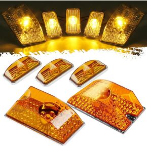 Partsam 5pcs Cab Marker Roof Running Top Lights 264160AM Front Amber Lens Crystal Chrome Waterproof + T10 194 168 W5W 2825 Yellow Halogen Bulbs Compatible with Hummer H2 SUV SUT 2003-2009