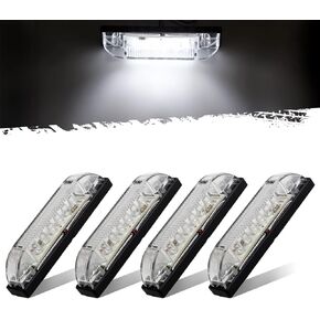 Partsam 4Pcs 4inch Utility White 9 LED Strip Light Bar, Clear Lens Waterproof 4" Boat Marine Lights, Marker lights For Truck Trailer Car Pickup RV Camper, Under HoodLights, Dome Lights