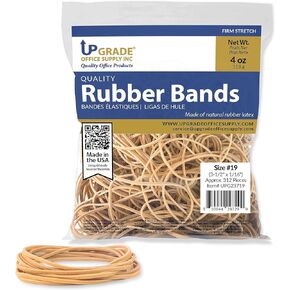 Upgrade Office Supply UPG23719 Rubber Bands, Size #19 (3-1/2" x 1/16"), 312 Bands, 1/4 lb Bag, USA