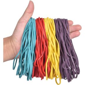 Large Rubber Bands - Big Rubber Bands, Approximately 140 Pack Rubber Bands Per Bag, Long Rubber Bands, Assorted Colors, Elastics Bands,7"x 1/8''