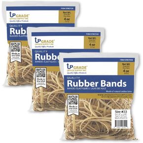 Upgrade Office Supply UPG22733 Rubber Bands, Size #33 (3-1/2" x 1/8"), 150 Bands, 1/4 lb, USA