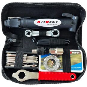 Bike Repair Kit & Bicycle Tire Pump, All in One Bike Repair Tool, Portable Tire Patches Repair Fixes, Fixe, Home Maintenance Camping Travel Tool & Bike Bag, Inflator. Safety Emergency Repair Toolkit