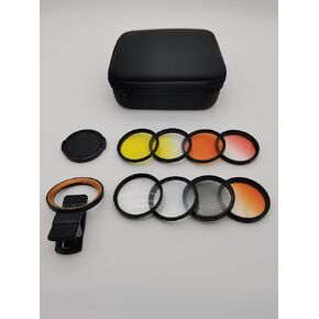 Reef Coral Lens for Phone, Smartphone Camera Reef Lens,11 Kits in a Whole Coral Reef Filter Lens Set，1 Dust Case 2 Clips 8 Lenses Yellow,Orange,Gradual Yellow Orange Pink,Star6,CPL,Macro