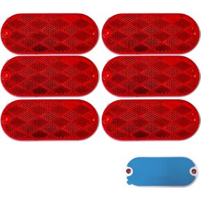[ALL STAR TRUCK PARTS] Oval Reflectors Red/Amber Self Adhesive Or Drill Mount Quick Mount SAE 13 DOT (Amber, 2)