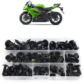 Xitomer Full Sets Motorcycle Fairing Bolts Kits, Fit for 2009 2010 2011 2012 NINJA ZX-6R 2009 2010 2011 2012 ZX6R, Mounting Kits Washers/Nuts/Fastenings/Clips/Grommets (Matte Black)