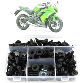 مجموعات Xitomer الكاملة لمجموعات البراغي الانسيابية، مناسبة لـ Ninja 650 ER-6F 2012 2013 2014 2015 2016، مجموعات التركيب غسالات/صواميل/مثبتات/مشابك/حلقات (أسود غير لامع)