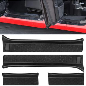 Door Sill Guards Kit, Rubber Door Entry Guards for 2018-2021 Jeep Wrangler JL JLU 2020 2021 Gladiator JT 4-Door Accessories Parts, Door Sill Protector Full Coverage Replacement (Black)