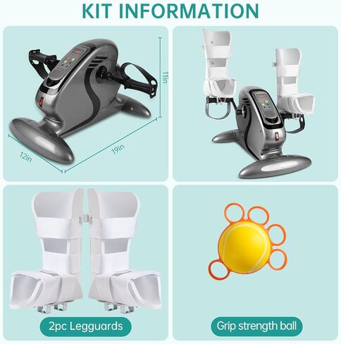 جهاز تمرين الدواسات الكهربائية، إعادة تأهيل التمارين ذات التأثير المنخفض للذراعين والساقين، دراجة تمرين كهربائية صغيرة مع واقيات للساق، بدون مقاومة، مناسبة للمنزل ومركز إعادة التأهيل والمكتب... in Kuwait