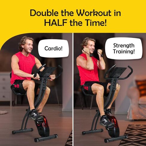 3 in 1 stationary upright-recumbent exercise bike with rower function, indoor cycling folding magnetic resistance bike, bigger comfortable back support and seat cushion for home gym fitness workout in Kuwait