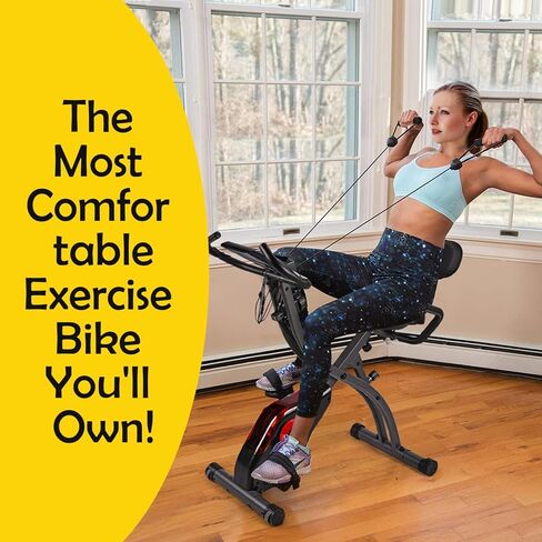 3 in 1 stationary upright-recumbent exercise bike with rower function, indoor cycling folding magnetic resistance bike, bigger comfortable back support and seat cushion for home gym fitness workout in Kuwait