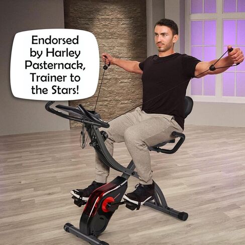 3 in 1 stationary upright-recumbent exercise bike with rower function, indoor cycling folding magnetic resistance bike, bigger comfortable back support and seat cushion for home gym fitness workout in Kuwait