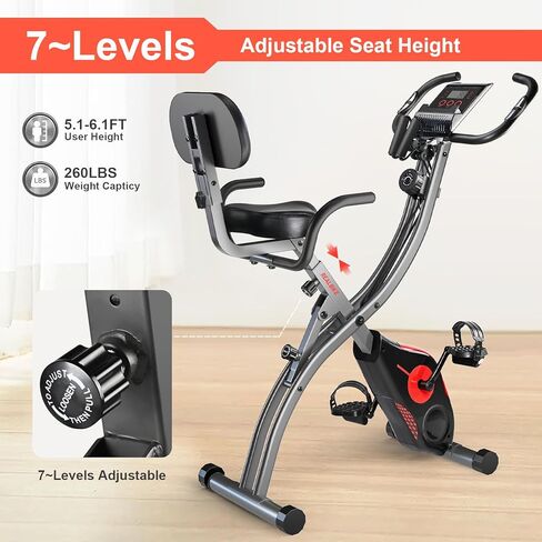 3 in 1 stationary upright-recumbent exercise bike with rower function, indoor cycling folding magnetic resistance bike, bigger comfortable back support and seat cushion for home gym fitness workout in Kuwait