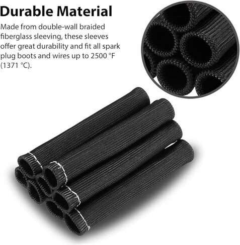 شرارة سلك التوصيل الأحذية الحرارة درع حامي كم 2500 درجة شرارة التوصيل غطاء الحرارة التفاف 6 بوصة لSBC بي بي سي 350 454 8 قطعة (أسود) in Kuwait