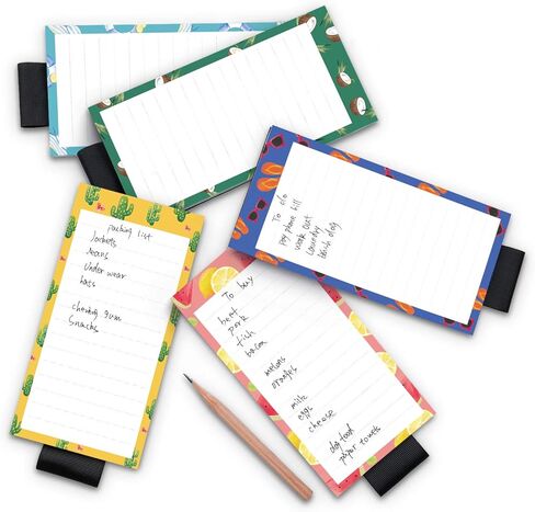 5 Pack Magnetic Notepads for Fridge with Pen Holder, Full Magnet Back Notepad, To Do List, Grocery Shopping, Summer Theme, 6" x 3", 50 Sheets, Magnet Memo Pad for Fridge, Locker, File Cabinet, etc in Kuwait