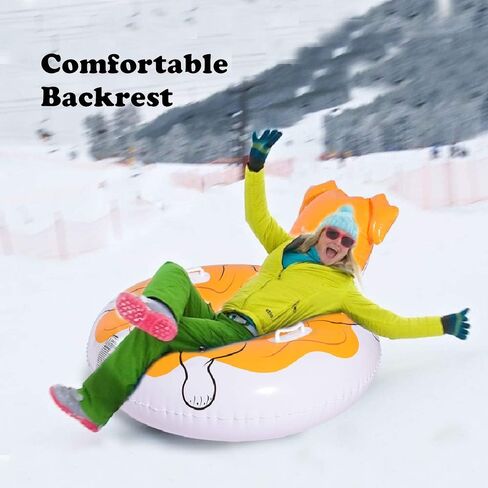 أنبوب الثلج WateBom، زلاجة ثلج قابلة للنفخ للأطفال أو البالغين، ألعاب ثلج شديدة التحمل مقاس 48 بوصة بمقبضين ومسند ظهر مريح in Kuwait
