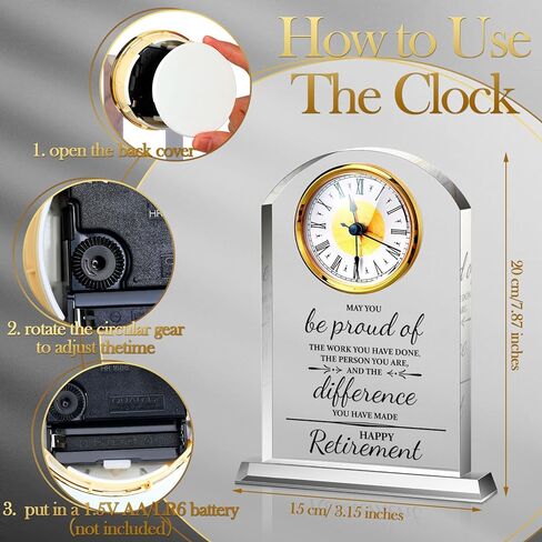 Retirement Clock Retirement Gift for Woman Men Acrylic Crystal Clock Retirement Plaque Congratulations Retired Going Away Farewell Goodbye Presents for Coworkers Leader Friends Teacher Doctor in Saudi Arabia