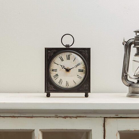 ساعة طاولة كلاسيكية بتصميم SOFFEE مع قاعدة خشبية، ساعة مكتب كوارتز تناظرية كلاسيكية تعمل بالبطارية لديكور المنزل وغرفة المعيشة والمطبخ باللون الأسود العتيق in Kuwait