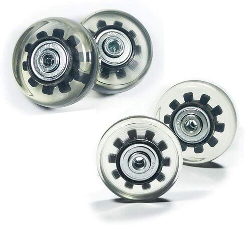 GSHFIGHTING حقيبة الأمتعة استبدال العجلات المطاطية مع ABEC 608zz Skate Inline مجموعة إصلاح التزلج في الهواء الطلق من 4 عجلات (أسود وواضح، OD50mm x W18mm/1.97 "* 0.7") in Saudi Arabia