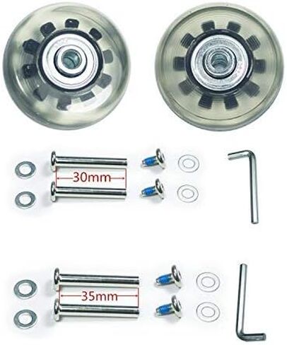 GSHFIGHTING حقيبة الأمتعة استبدال العجلات المطاطية مع ABEC 608zz Skate Inline مجموعة إصلاح التزلج في الهواء الطلق من 4 عجلات (أسود وواضح، OD50mm x W18mm/1.97 "* 0.7") in Saudi Arabia