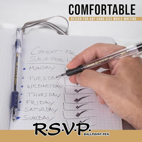 بنتيل R.S.V.P. قلم حبر جاف، خط متوسط، حبر أسود، 5 عبوات (BK91BP5A) in Kuwait