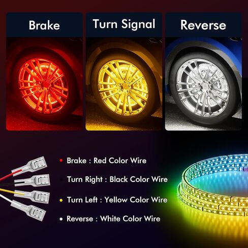 أضواء عجلة Ehaho مقاس 15.5 بوصة، مصابيح LED لمطاردة الأحلام RGB أكثر سطوعًا مع التطبيق وجهاز التحكم عن بعد، أضواء حلقة عجلة الموسيقى مع إشارة الانعطاف والكبح متوافقة مع سيارة Jeep Trucks SUV (4 قطع) in Kuwait