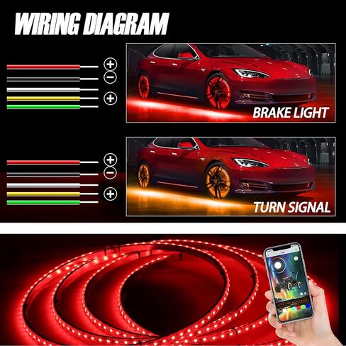 15.5inch RGB Single Row LED Wheel Ring Light Turn Signal and Braking Function Brightest Rim Light, Remote and App Simultaneously Controlled in Saudi Arabia