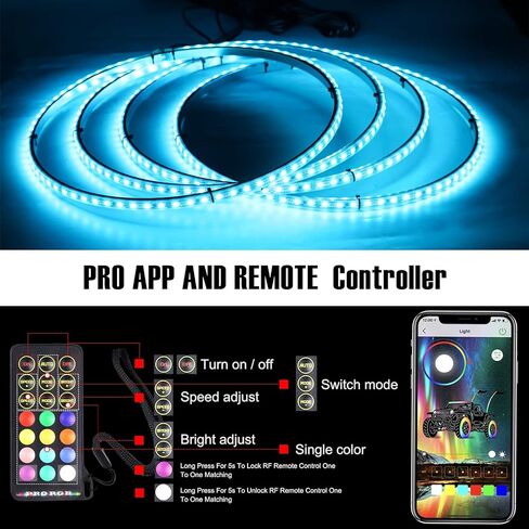 15.5inch RGB Single Row LED Wheel Ring Light Turn Signal and Braking Function Brightest Rim Light, Remote and App Simultaneously Controlled in Saudi Arabia