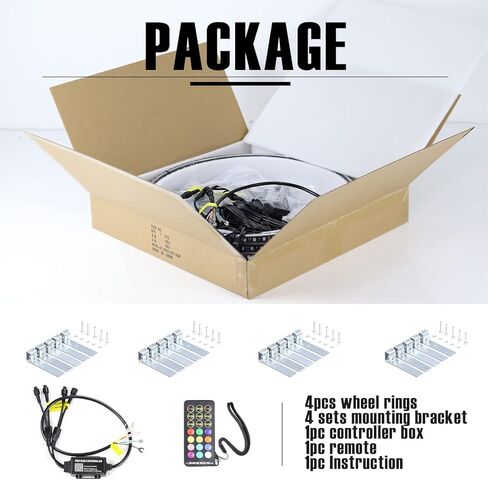 15.5inch RGB Single Row LED Wheel Ring Light Turn Signal and Braking Function Brightest Rim Light, Remote and App Simultaneously Controlled in Saudi Arabia