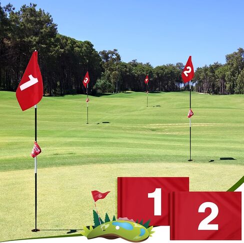 9 Pieces Large Numbered Golf Flags with Tube Inserted 20''L x 14''H Oversize Putting Flags Number 1-9, 420D Nylon Flag for Yard Indoor Outdoor Backyard Garden in Kuwait