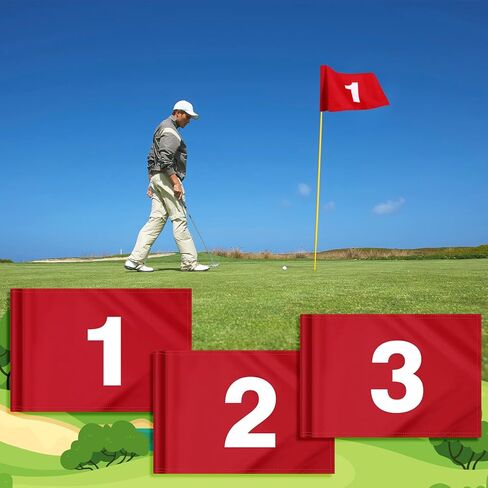 9 Pieces Large Numbered Golf Flags with Tube Inserted 20''L x 14''H Oversize Putting Flags Number 1-9, 420D Nylon Flag for Yard Indoor Outdoor Backyard Garden in Kuwait
