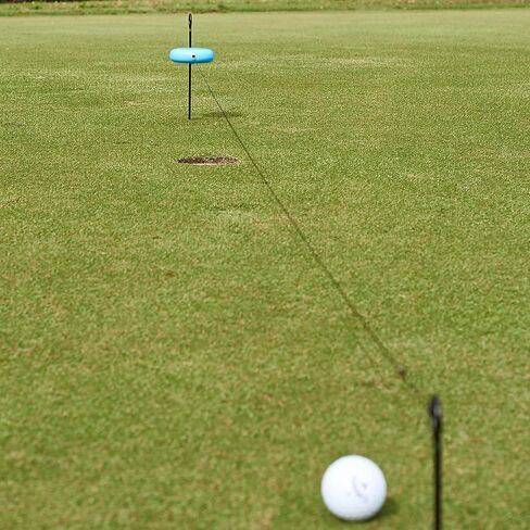 PERFECT PRACTICE Raindrop Putting Aid - Retractable String Alignment Tool to Improve Golf Skills - Training Guide Designed with Dustin Johnson in Saudi Arabia