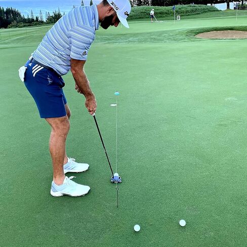 PERFECT PRACTICE Raindrop Putting Aid - Retractable String Alignment Tool to Improve Golf Skills - Training Guide Designed with Dustin Johnson in Saudi Arabia