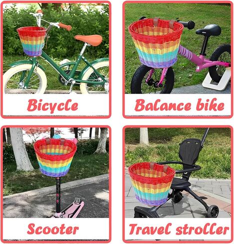 Kids Basket for Bike, Bike Basket for Boys Girls, Front Bicycle Basket Toddler Tiny Tricycle Scooter Baskets Waterproof Bike Decoration Accessories in Saudi Arabia