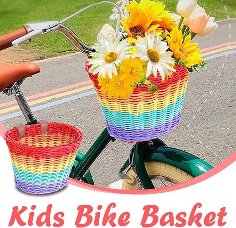 Kids Basket for Bike, Bike Basket for Boys Girls, Front Bicycle Basket Toddler Tiny Tricycle Scooter Baskets Waterproof Bike Decoration Accessories in Saudi Arabia